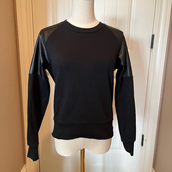 Evereve Tops - Evereve Black Top with Faux Leather Accents